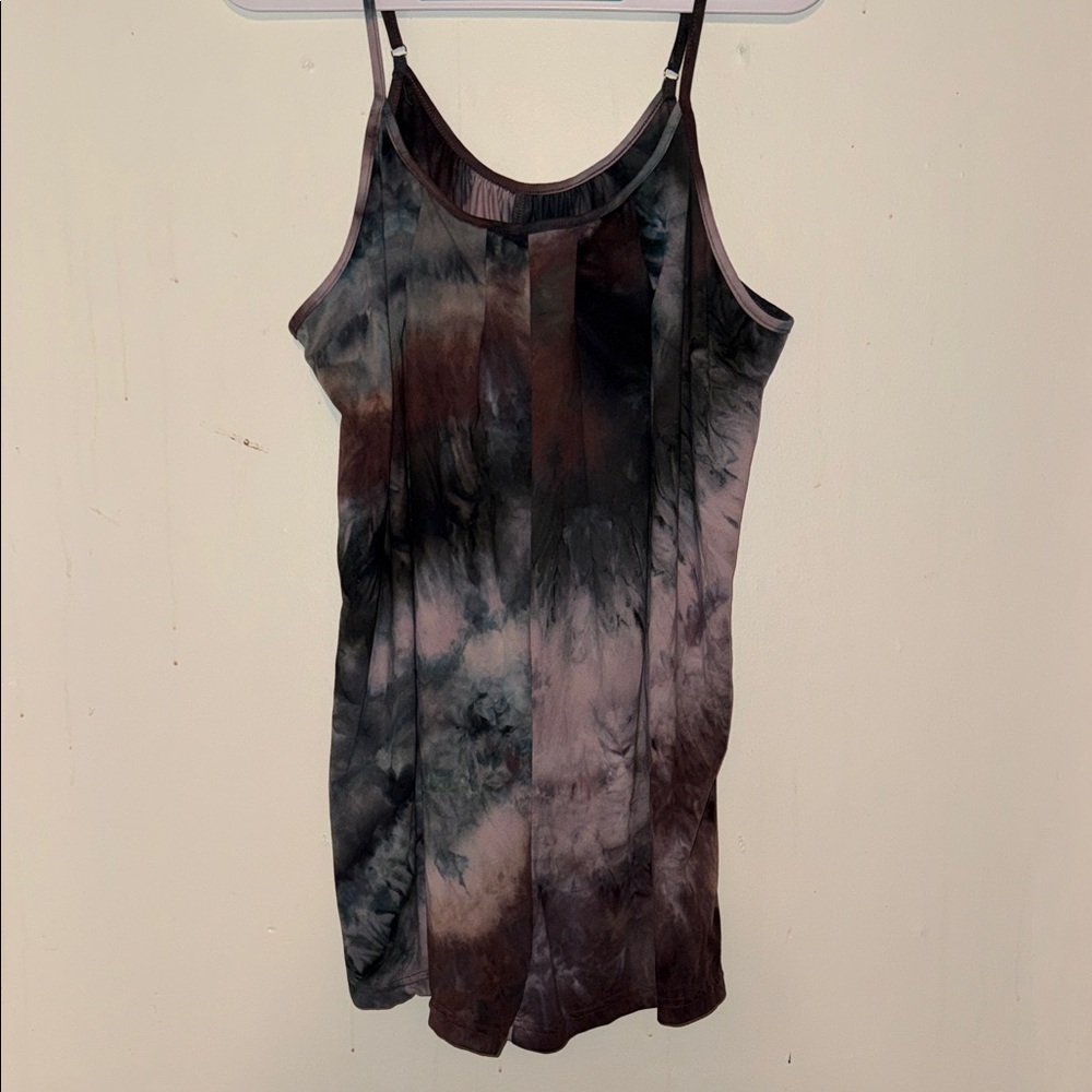 SHEIN Black and Gray Tie-Dye Spaghetti Strap Camisole
